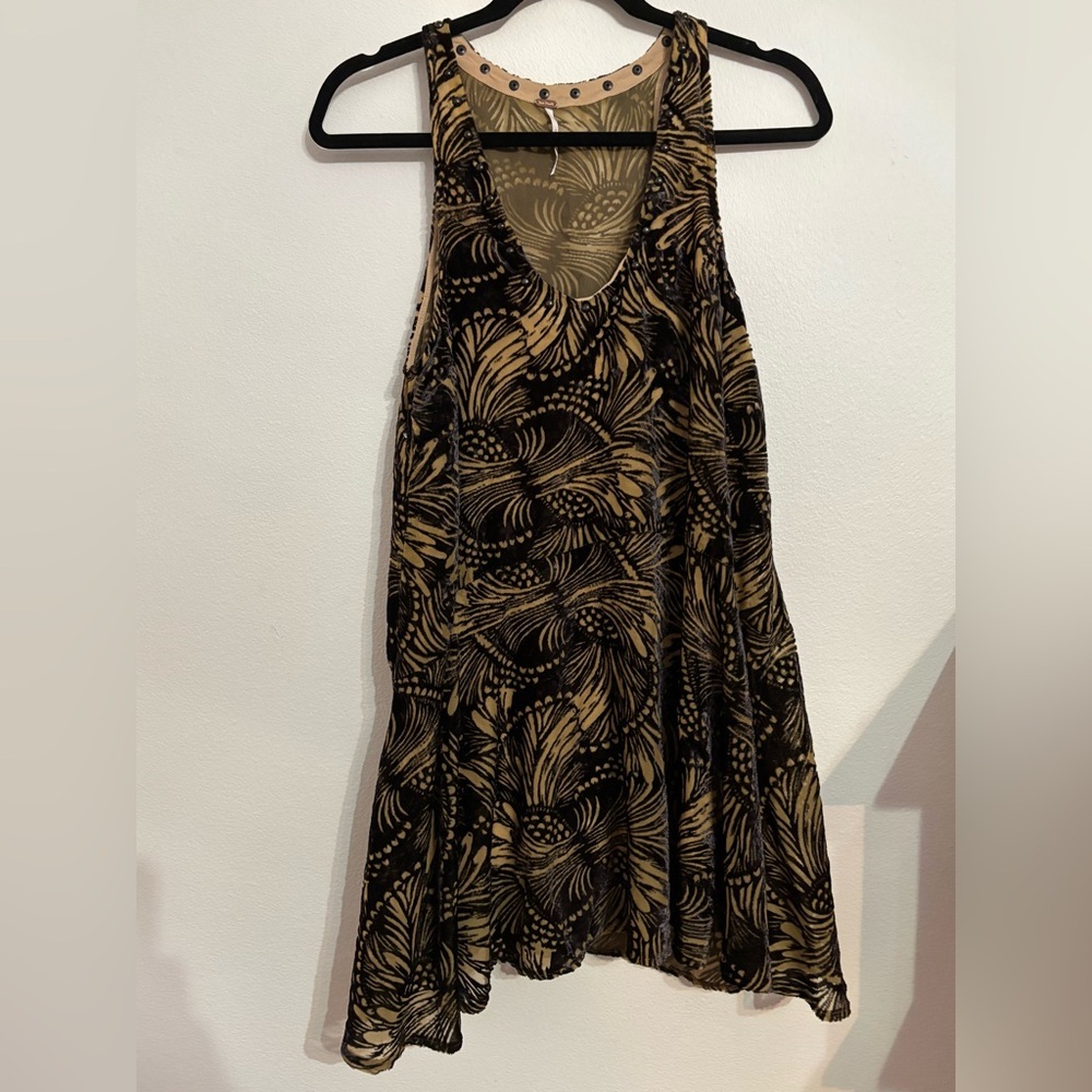 Free People Velvet Burnout Mini Dress XS  Flowy bohemian grunge Fairycore - Picture 2 of 9